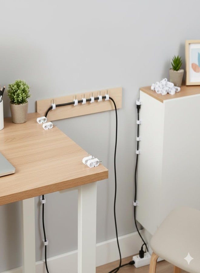 TECHSON Cable Clips 8mm)100pcs Wire Fastener Wall Pins with Metal Nails for Cable Management, Cord Organizer, Round Wire Clamps for Hanging Cables Fitting on wall (8MM) - Image 2